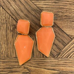 Orange Geometric Drop Earrings - Unbranded